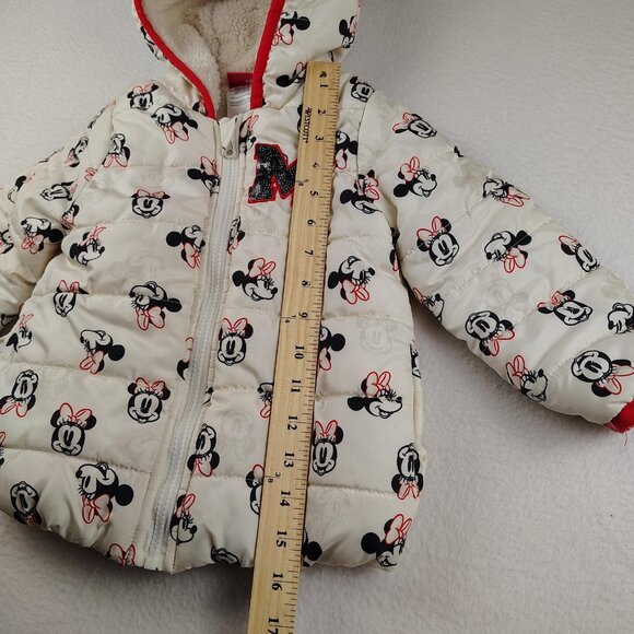 Disney Minnie Mouse Jacket Girls 3T Winter Puffer Sherpa Lined - Picture 11 of 13
